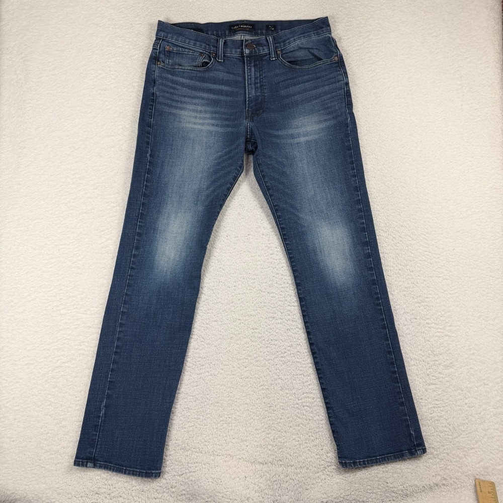 Lucky Brand 121 Slim Jeans Mens 32x32 (32.5x29.5) Blue Straight Stretch Denim